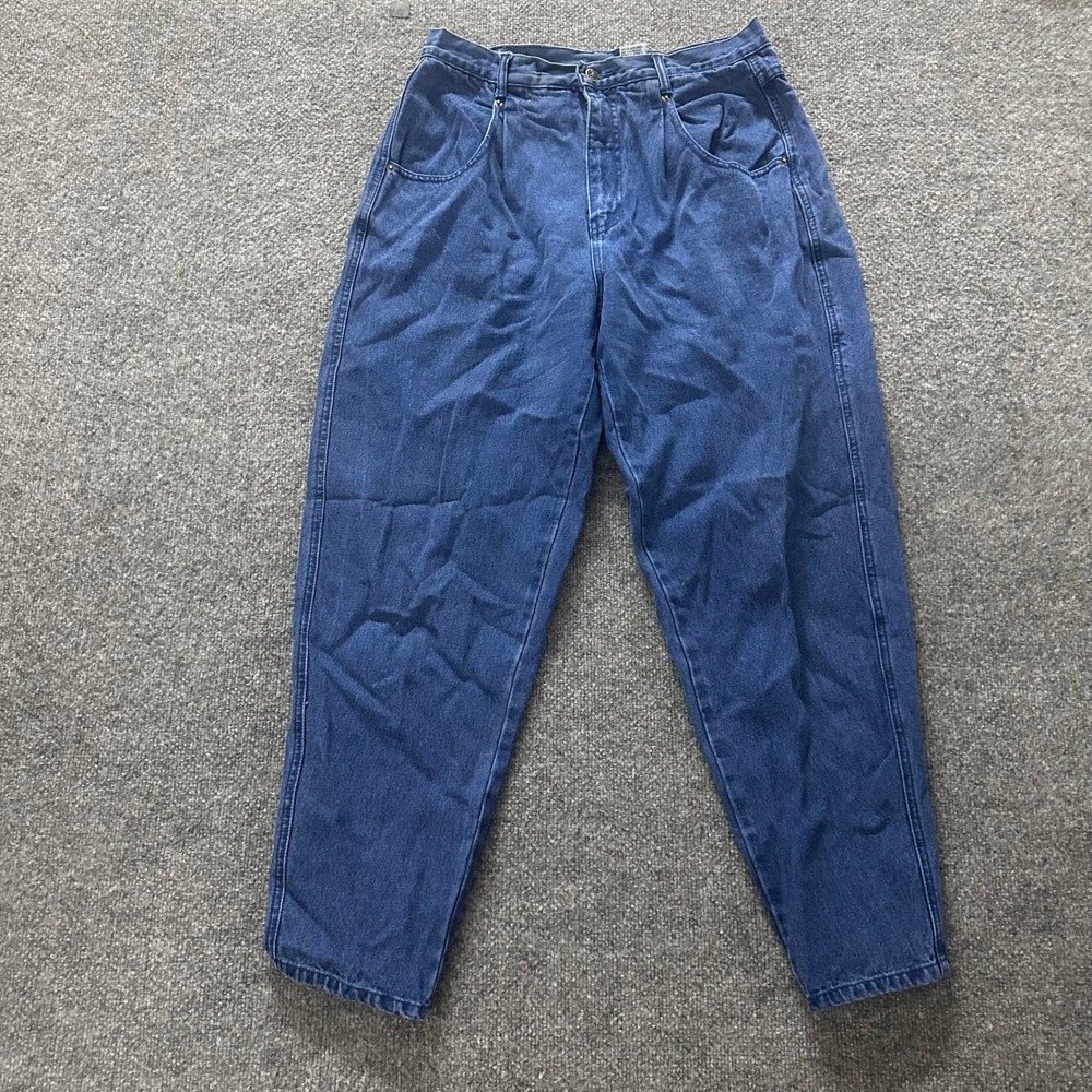 Brittania Jeans Womens Size 14 Petite Blue Pleated High Waisted Tapered Denim